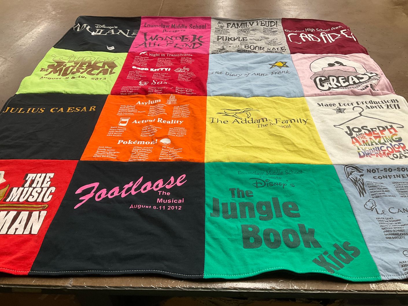 T-shirt quilt from enumclaw middle school, enumclaw high school by dana from MA