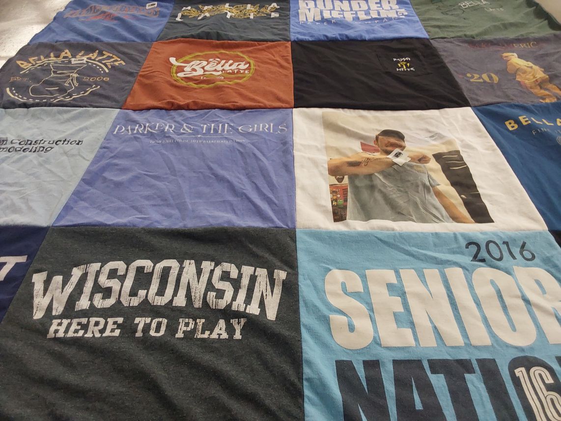 T-shirt quilt with fashion, crafting themes by Beth from SC