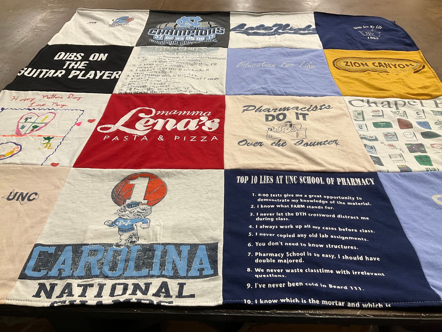 T-shirt quilt featuring university of north carolina, unc by Lena from NC