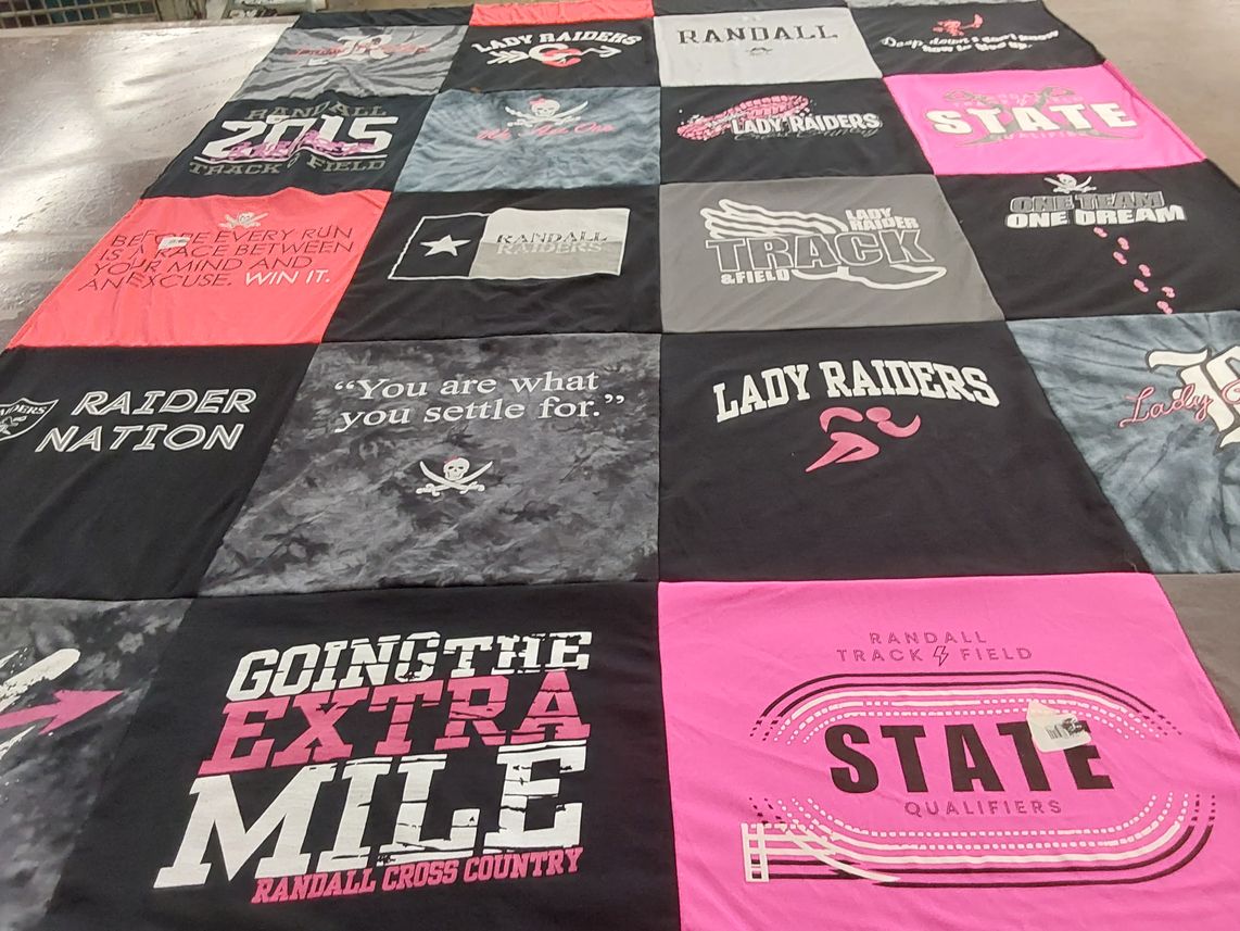 T-shirt quilt featuring randall lady raiders by Rebekah from TX