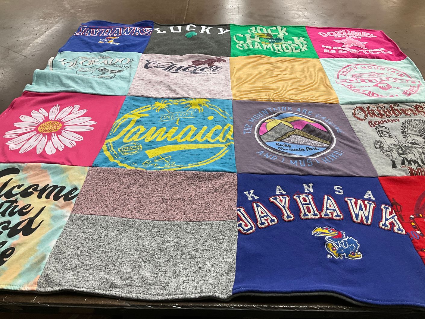 T-shirt quilt featuring kansas jayhawks by Lindsay from CO