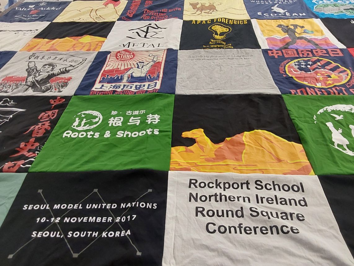 T-shirt quilt from rockport school by Deborah from AZ