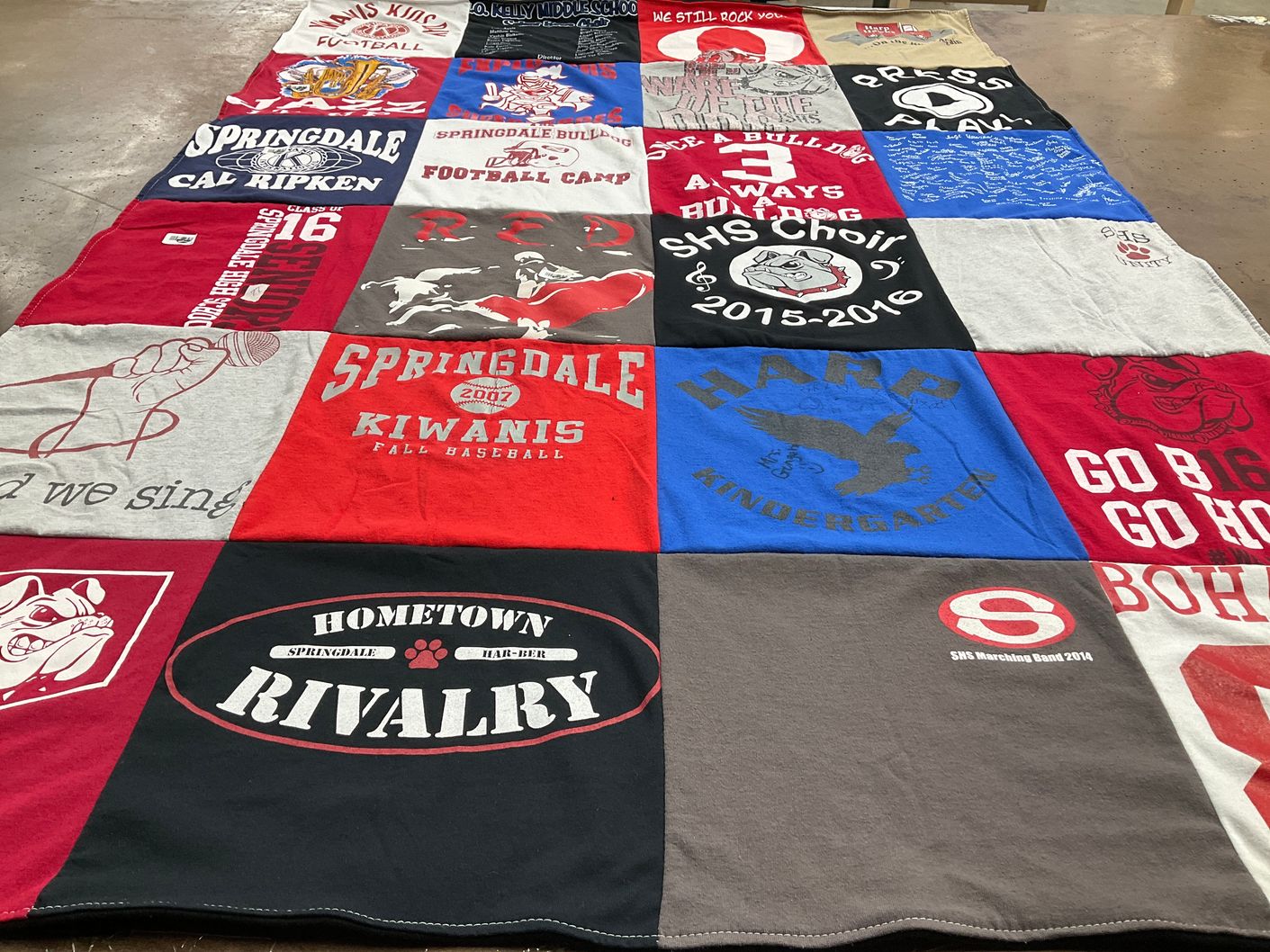 T-shirt quilt from springdale high school, springdale middle school by Kimberly from AR