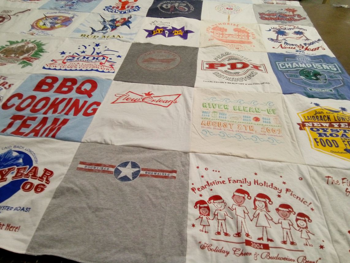 T-shirt quilt with cooking, food themes by Larry from SC