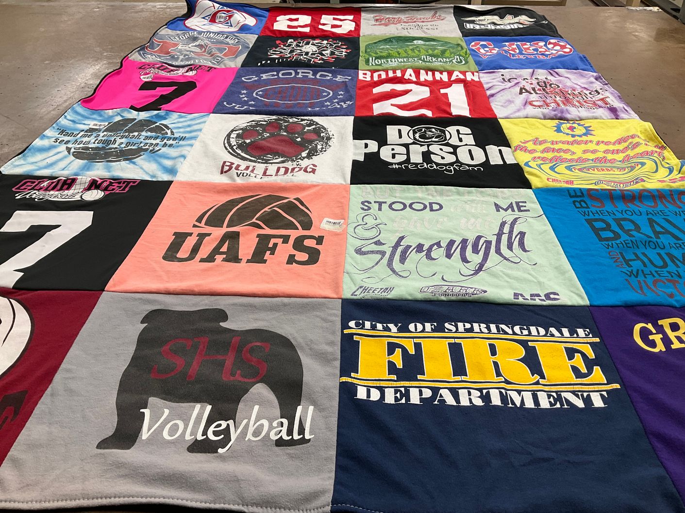 T-shirt quilt from university of arkansas fort smith by Kimberly from AR