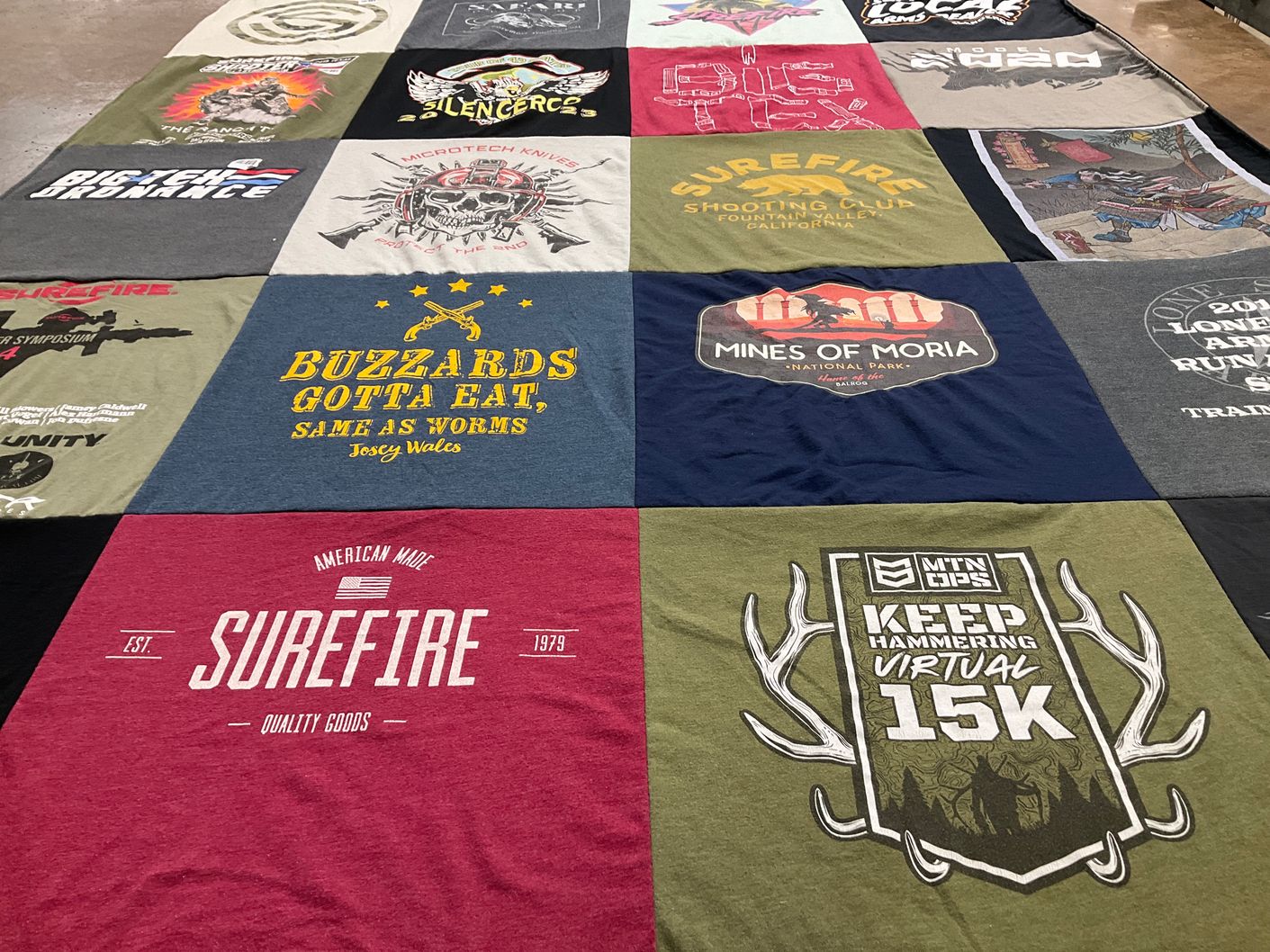 T-shirt quilt with shooting, outdoors themes by Aaron from TX