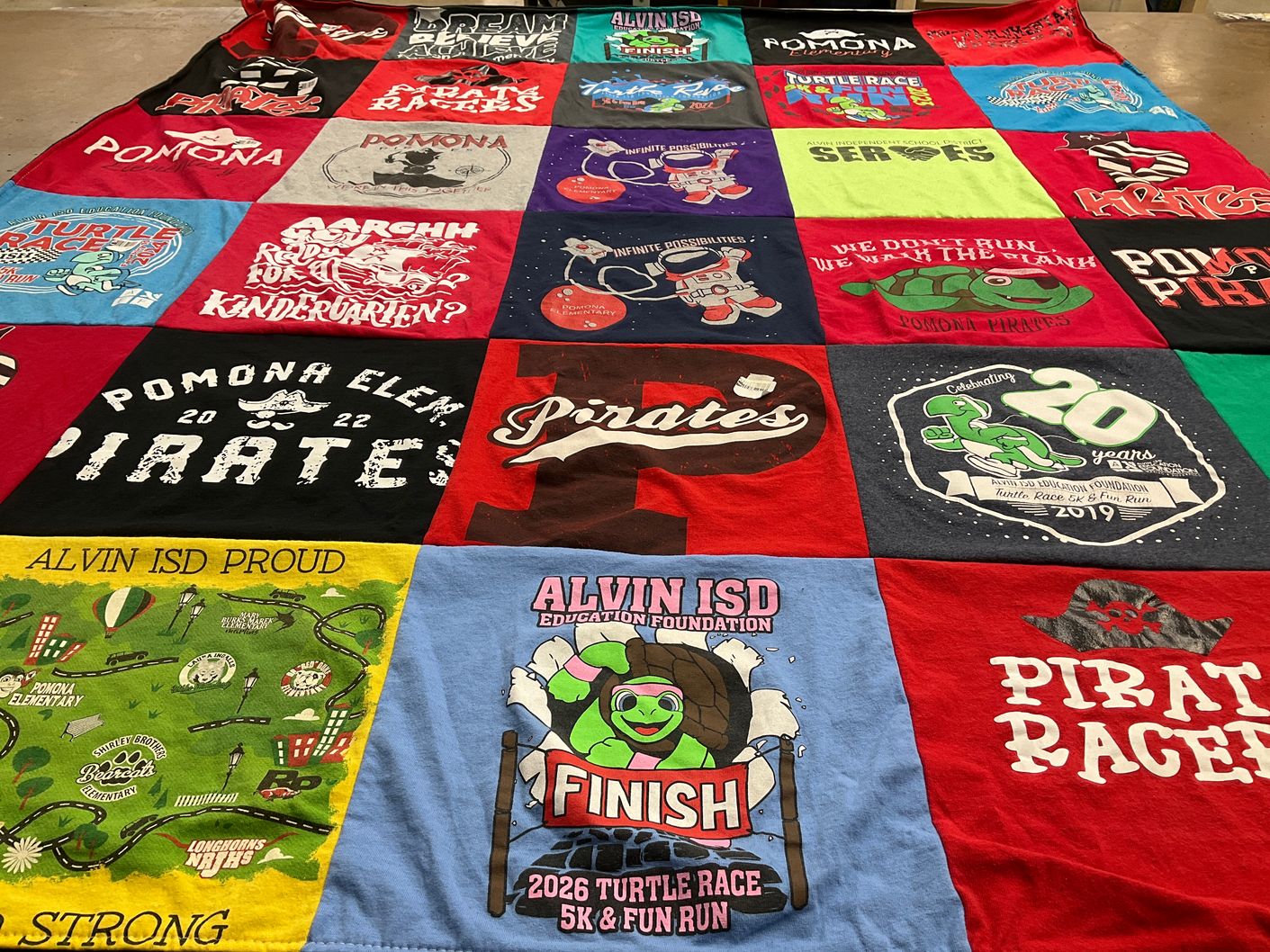 T-shirt quilt featuring pomona pirates by Danielle from TX