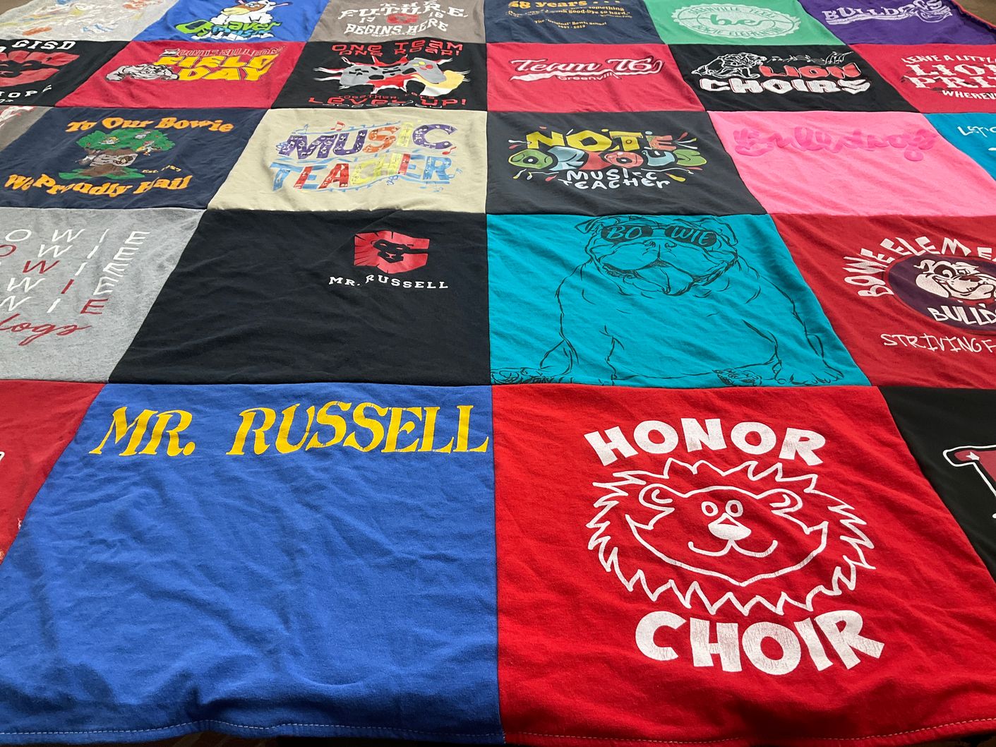 T-shirt quilt from bowie high school by Layne from TX