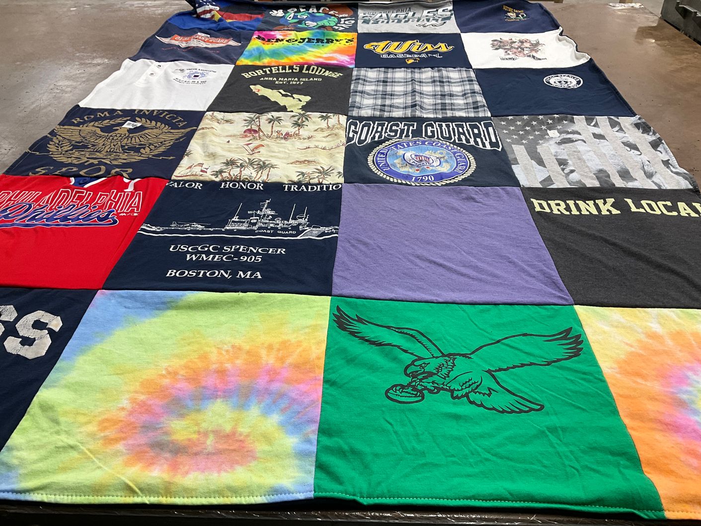 T-shirt quilt with nautical, local culture themes by Patti from PA