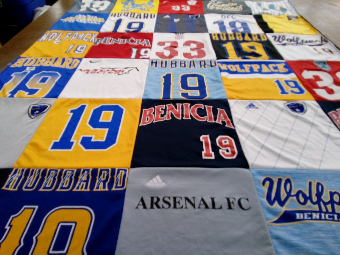T-shirt quilt featuring benicia high school wolfpack by Alisa from CA