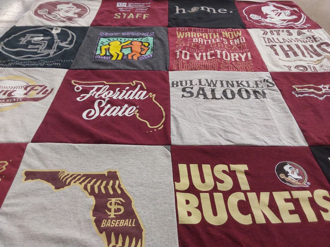 T-shirt quilt featuring florida state university baseball by STEPHANIE from FL