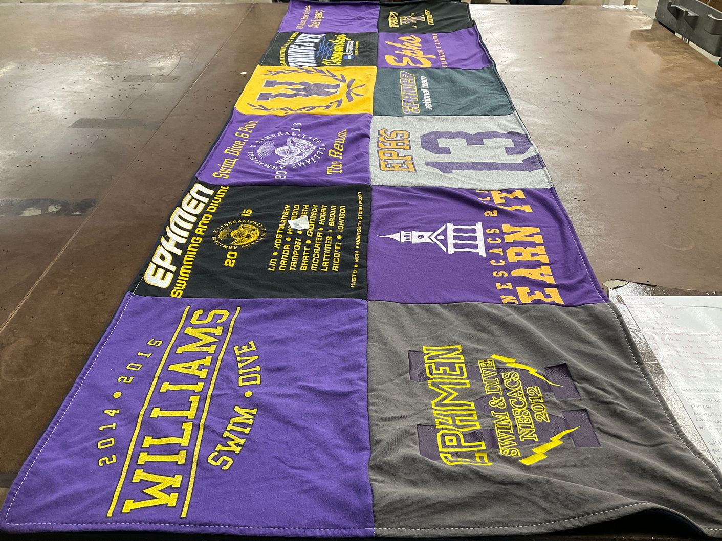 T-shirt quilt featuring williams college swimming team by Christian from MA