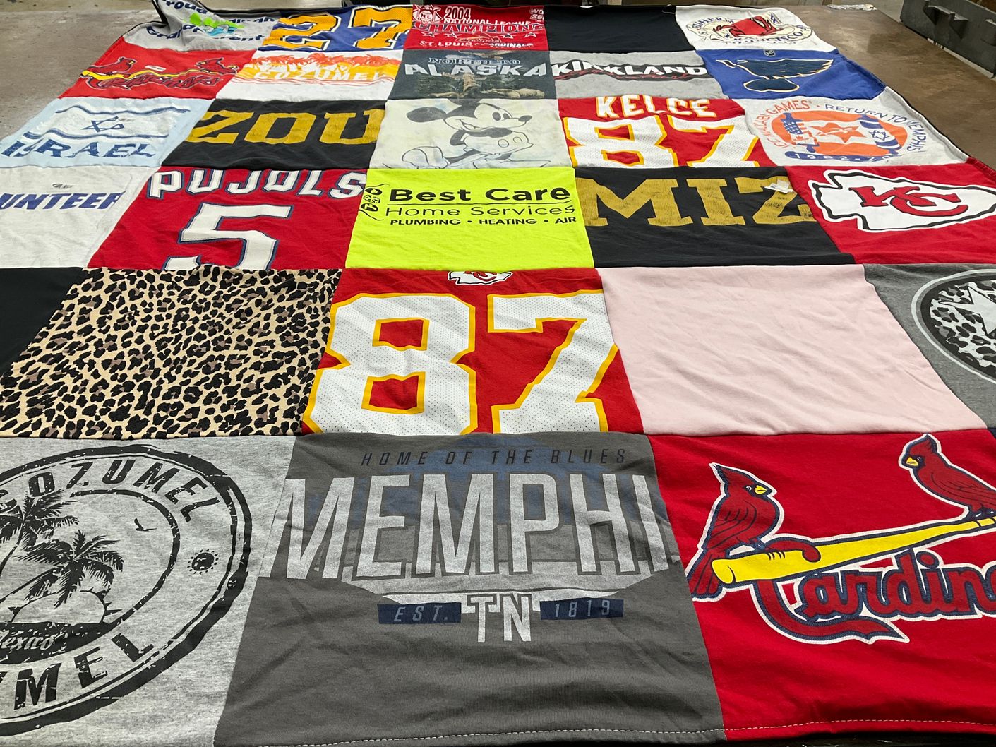 T-shirt quilt featuring kansas city chiefs, st. louis cardinals by Julie from TN