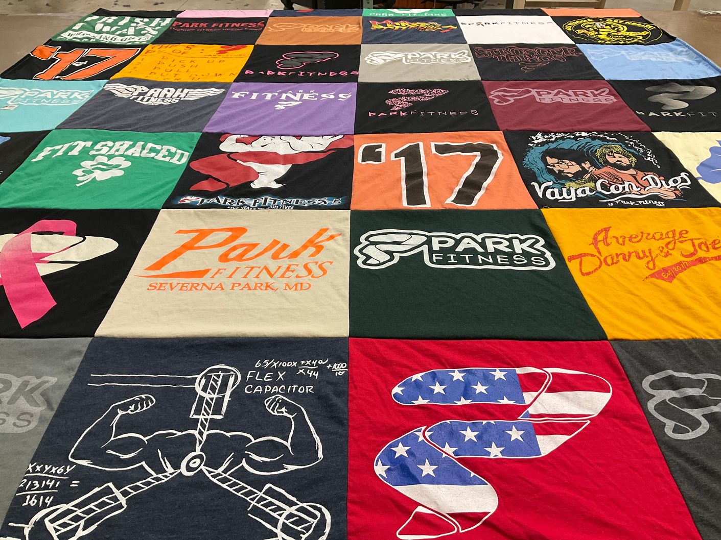 T-shirt quilt with fitness, health themes by Joe from MD