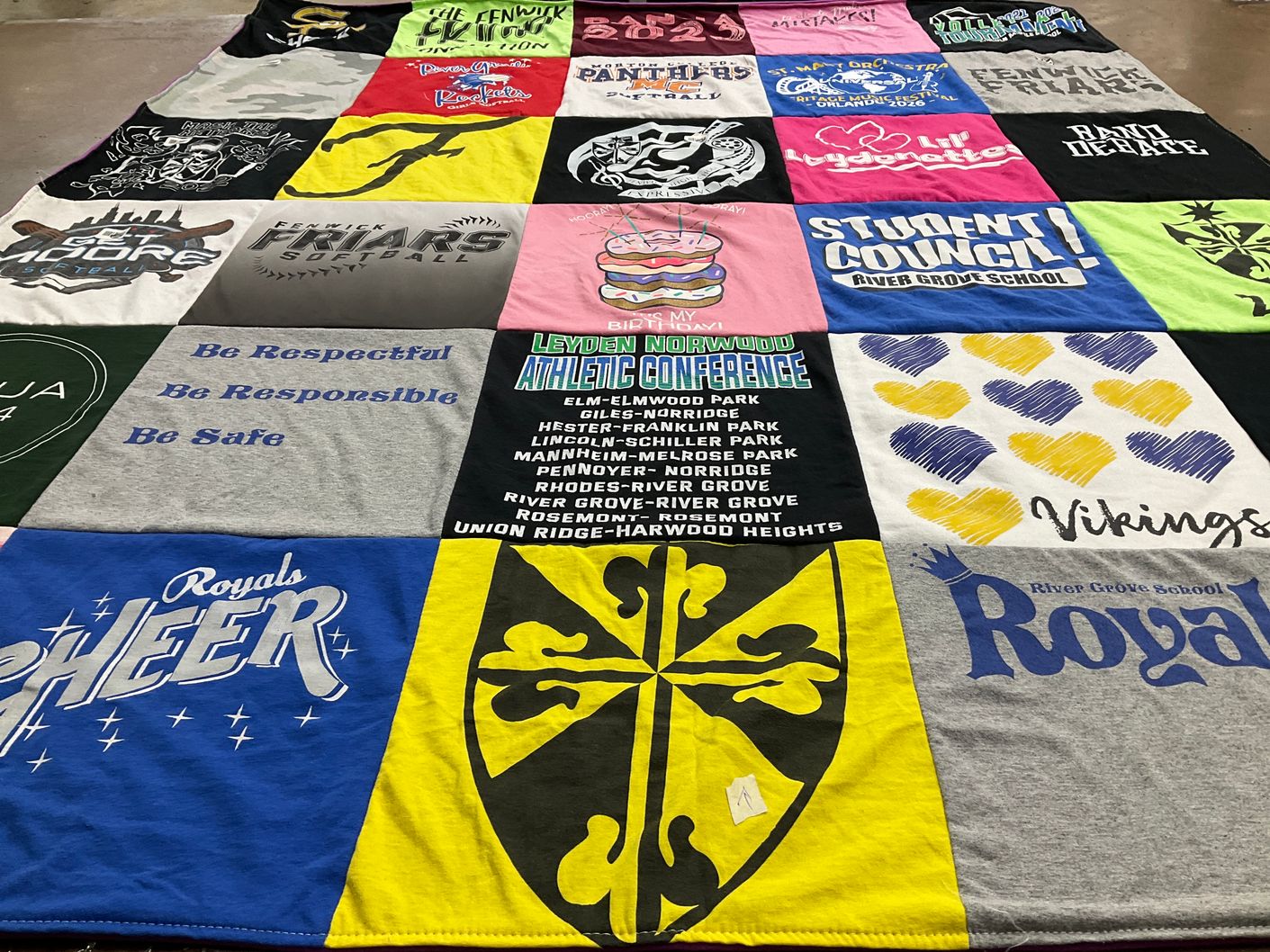 T-shirt quilt featuring royals, vikings by Jean from KY