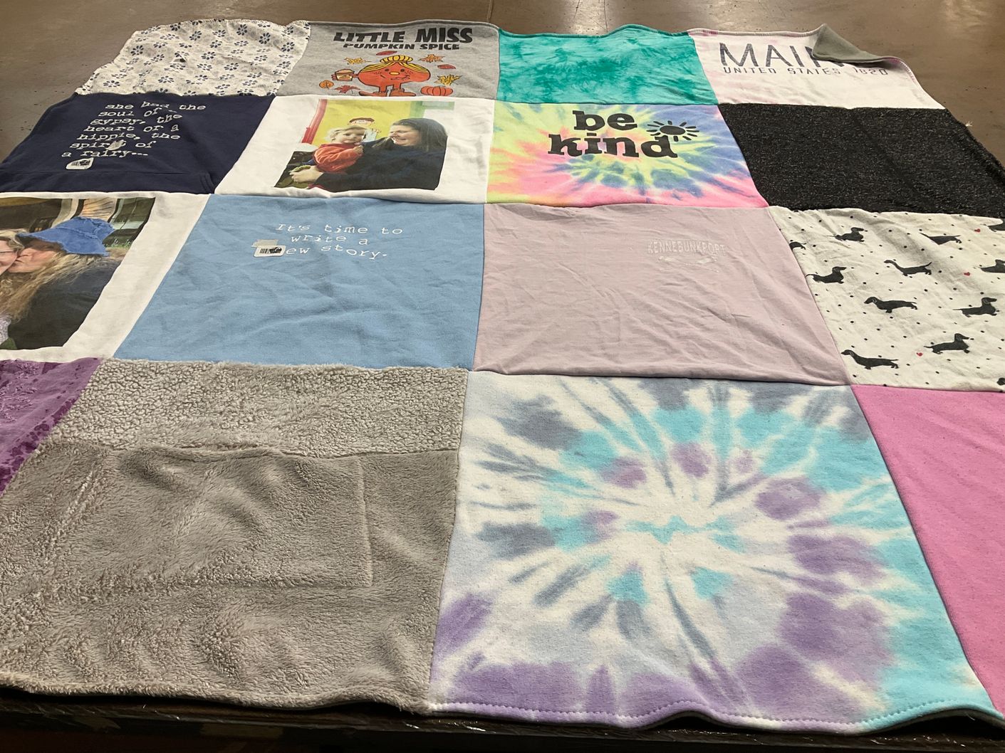 T-shirt quilt with positivity, hobbies themes by Batsheva from NY