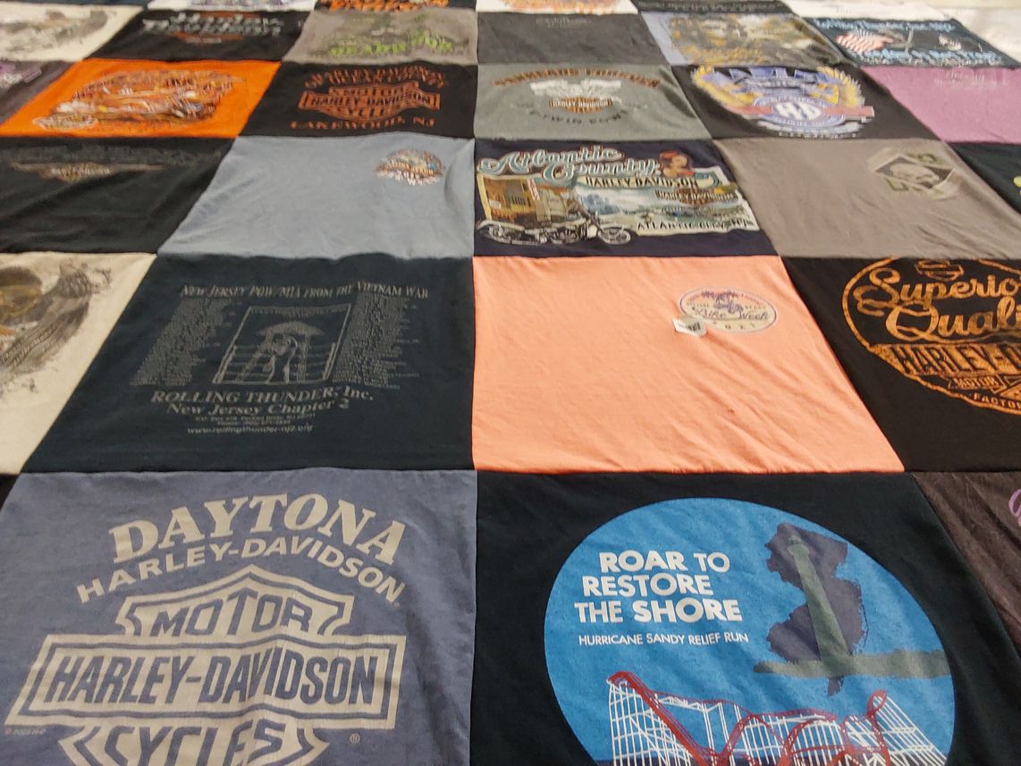 T-shirt quilt with motorcycles themes by Lisa from FL