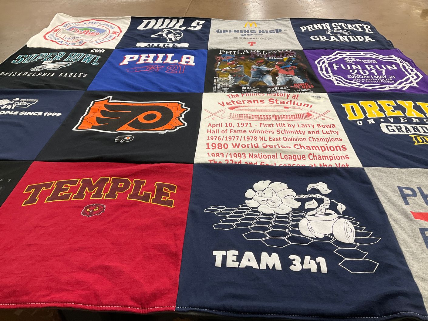 T-shirt quilt featuring philadelphia eagles, philadelphia flyers by Dom from PA