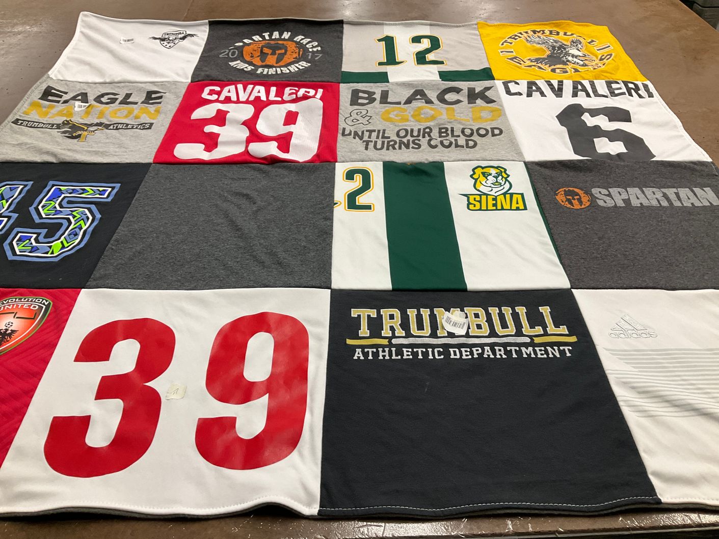 T-shirt quilt featuring siena college, trumbull high school by Mary from CT