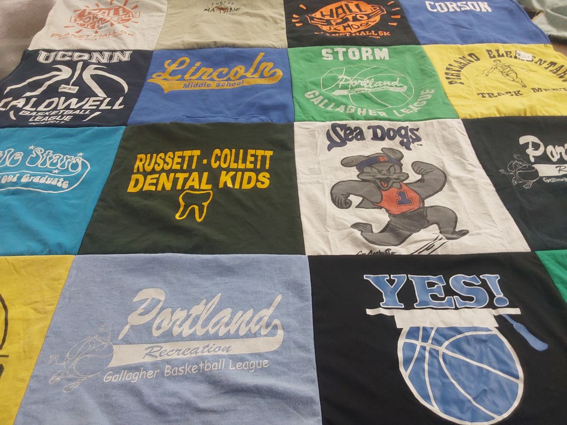 T-shirt quilt featuring portland recreation gallagher basketball league, sea dogs by Alice from ME
