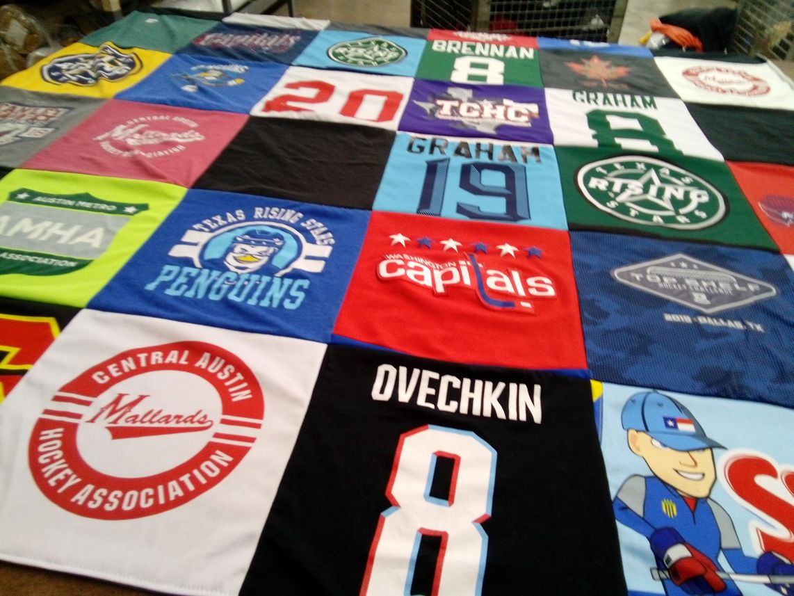 T-shirt quilt featuring texas rising stars hockey, washington capitals hockey by Ryan from TX