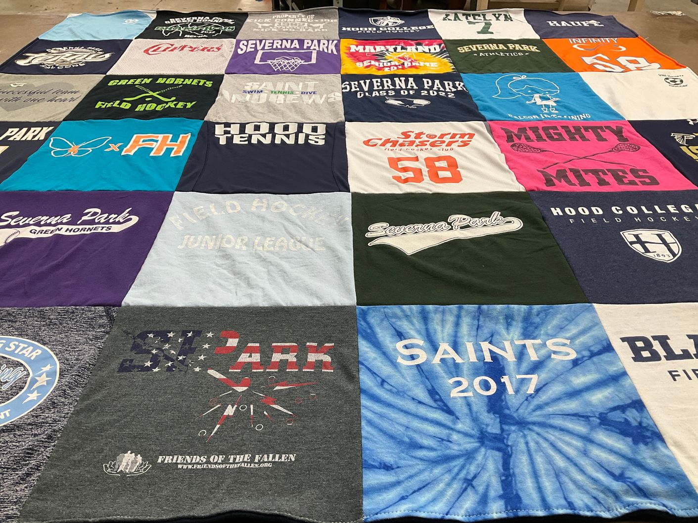 T-shirt quilt featuring severna park green hornets by Tobi from MD