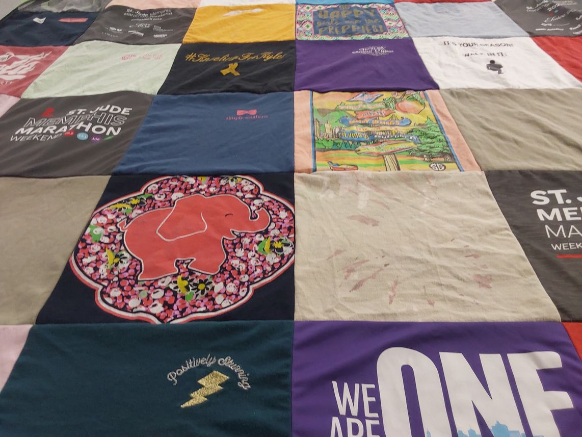 T-shirt quilt with charity, marathon themes by Katora from TN