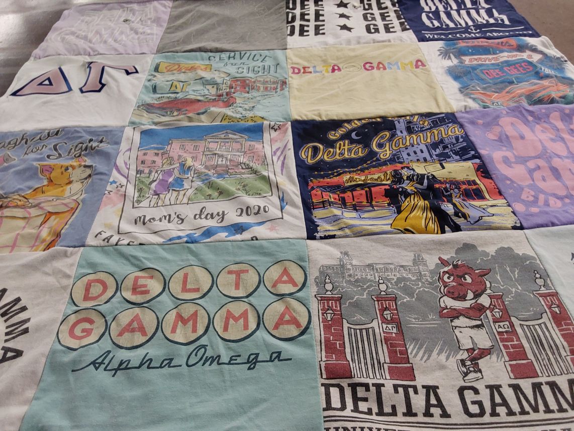 T-shirt quilt from delta gamma university by Melinda from TX
