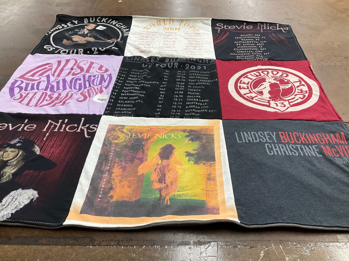 T-shirt quilt with music, concerts themes by Tiffany from IN
