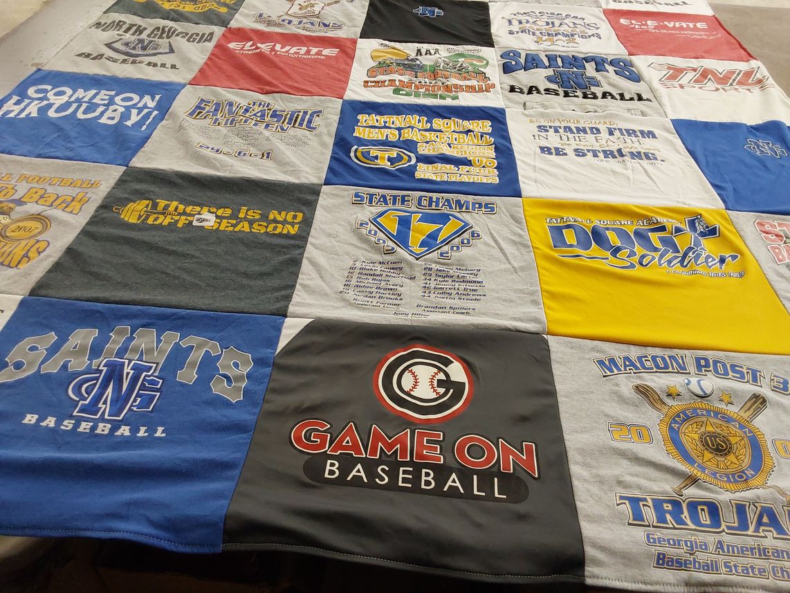T-shirt quilt featuring northern georgia baseball, tattnall square academy baseball by V-Ann from GA