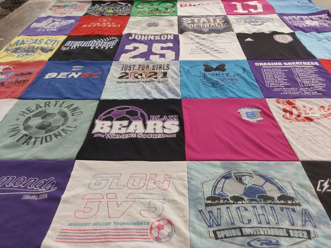 T-shirt quilt featuring blair bears womens soccer by tracie from NE