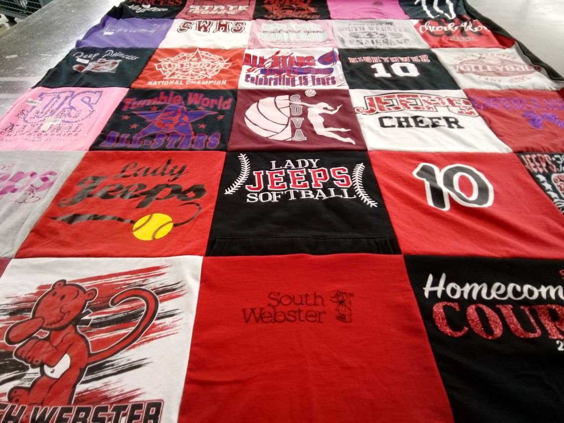 T-shirt quilt featuring lady jeeps softball, jeeps cheer by Dana from OH