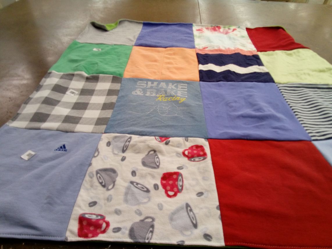T-shirt quilt with racing themes by Kara from PA