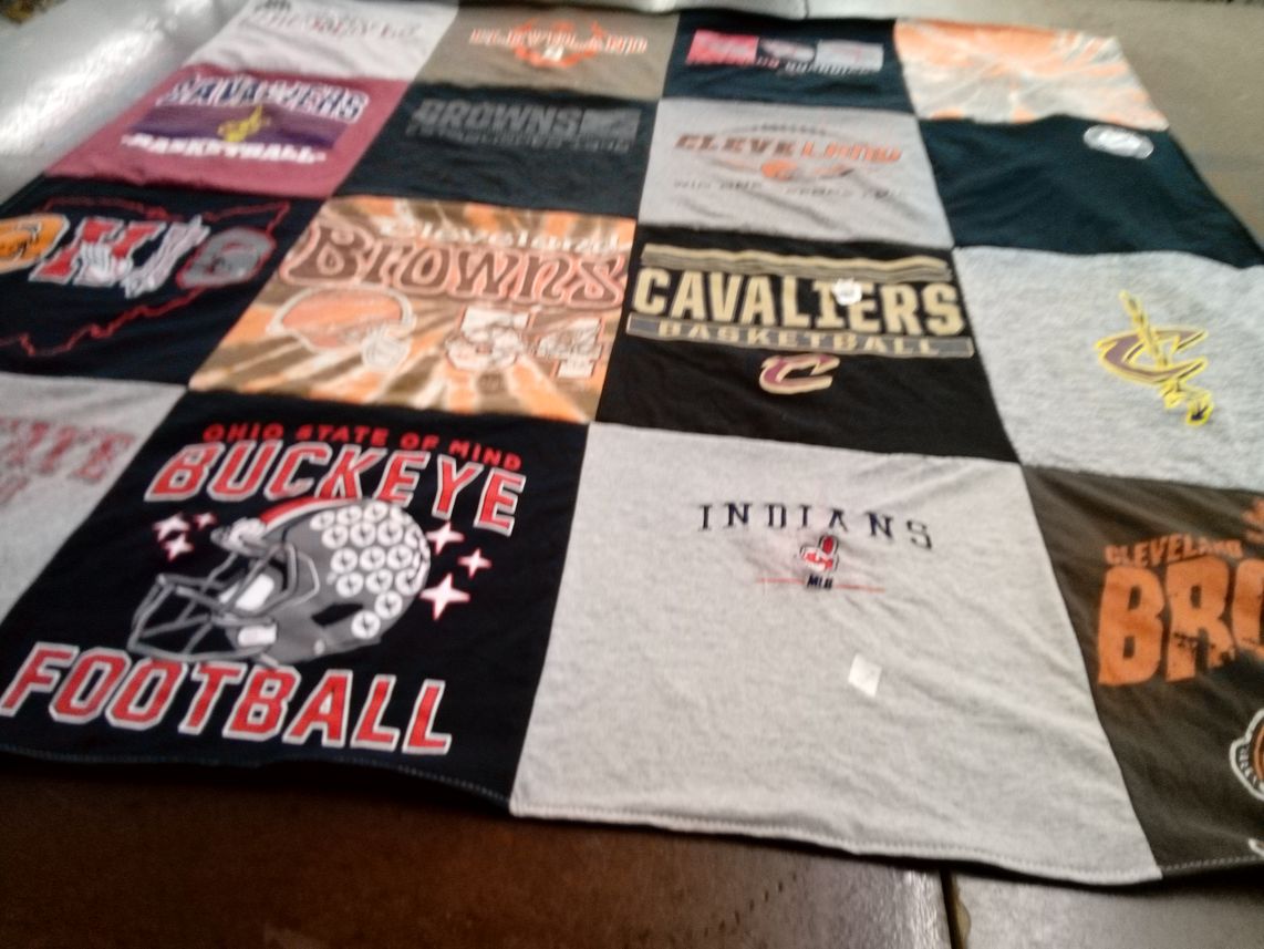 T-shirt quilt featuring cleveland browns, cleveland cavaliers by Hannah from OH