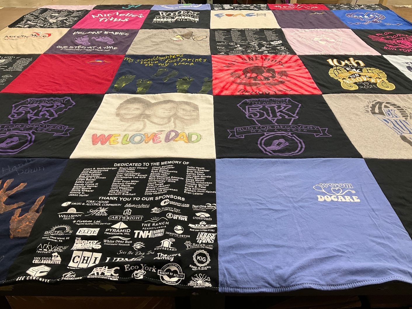 T-shirt quilt with running, recovery themes by felicia from PA