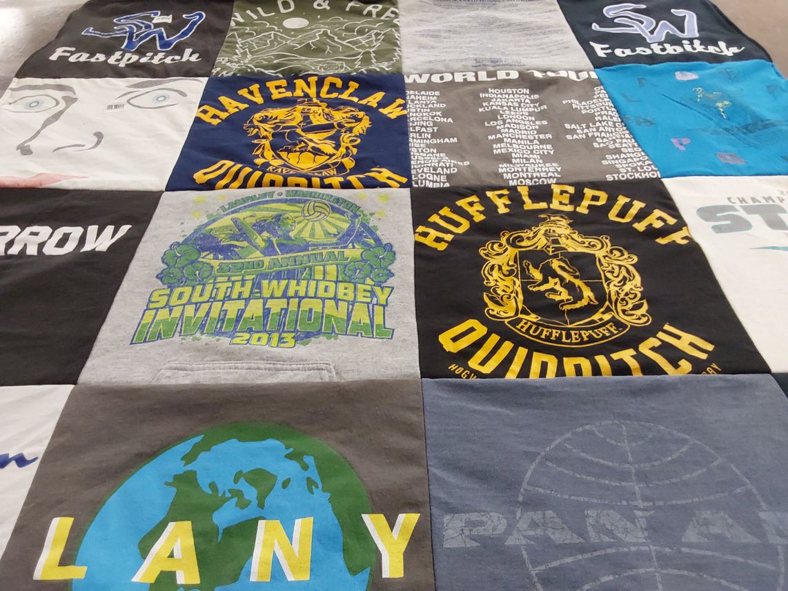 T-shirt quilt featuring hufflepuff quidditch by sarah from CO