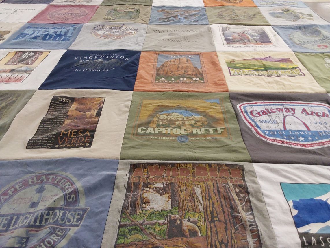 T-shirt quilt with national parks, nature themes by Janet from AL