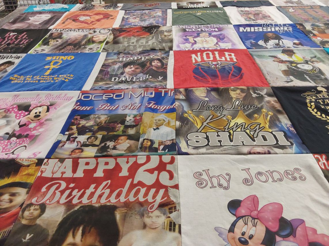 T-shirt quilt with birthdays, memorials themes by DaVante' from LA