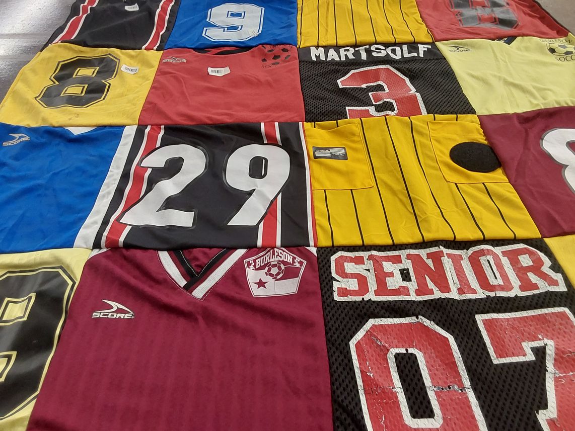T-shirt quilt from burleson high school by Debbie from TX