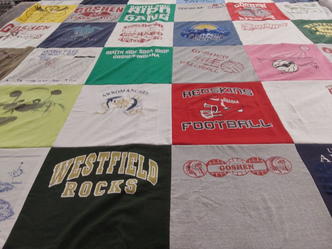 T-shirt quilt featuring goshen redskins football by Rose from IN