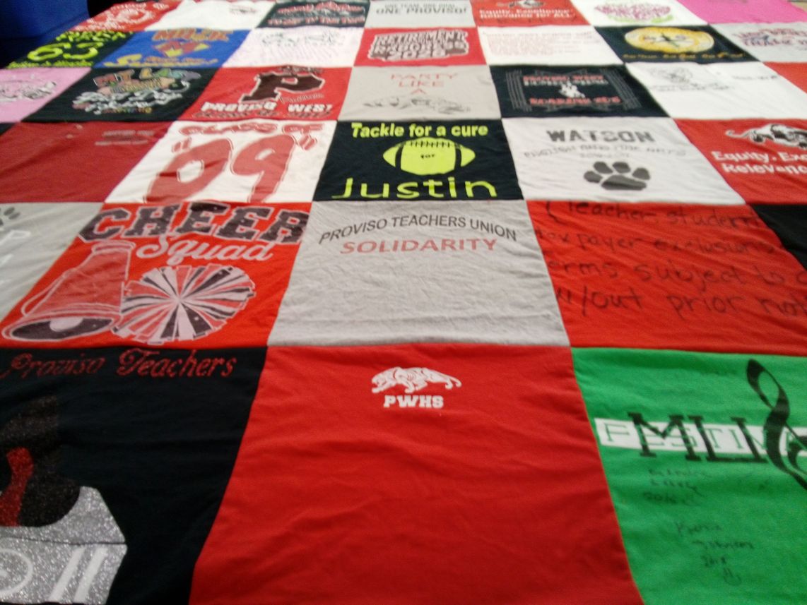 T-shirt quilt from proviso west high school by Salina from IL