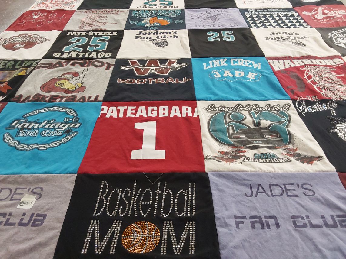 T-shirt quilt featuring santiago girls basketball by La Juana from CA