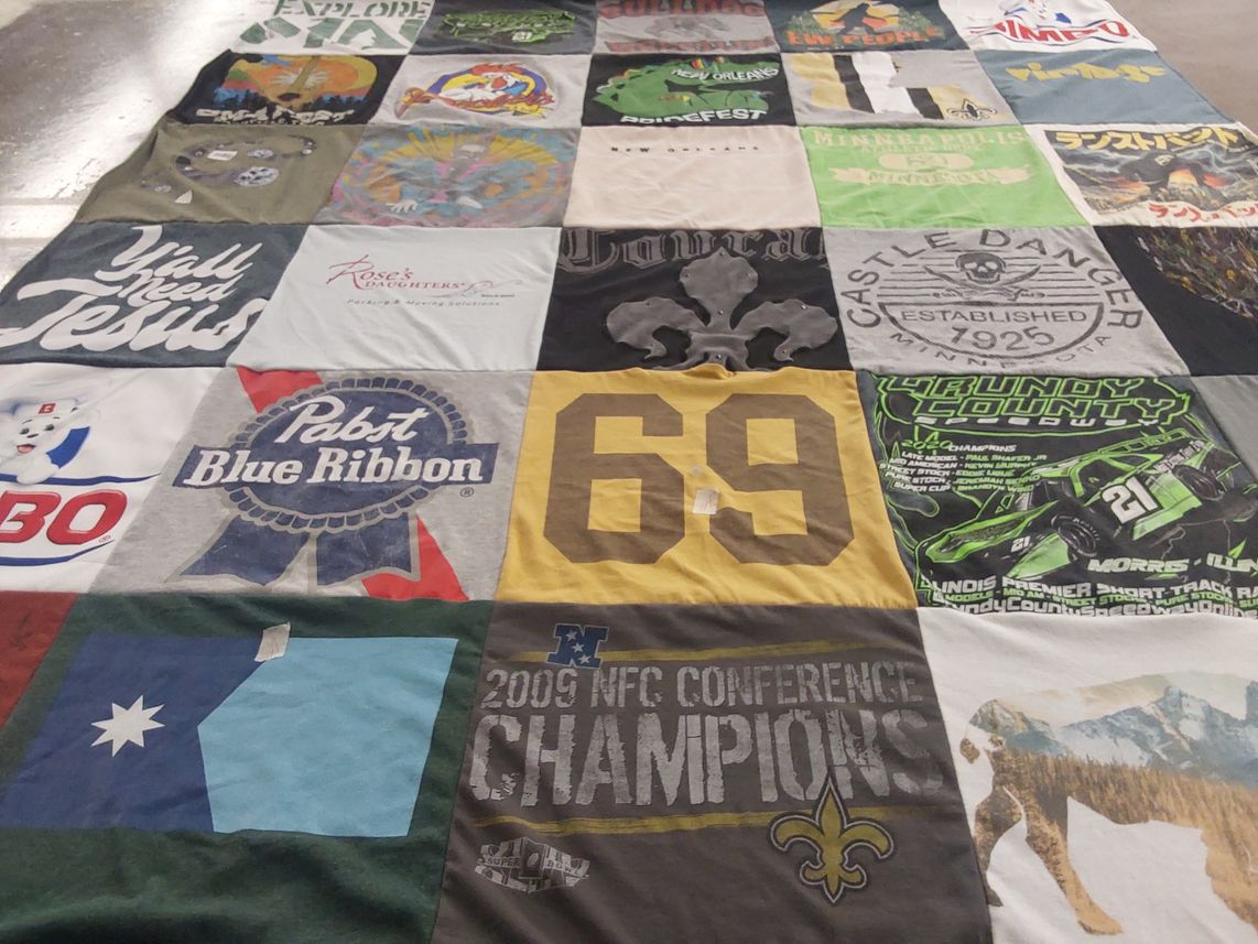 T-shirt quilt featuring new orleans saints by Tommy from MN