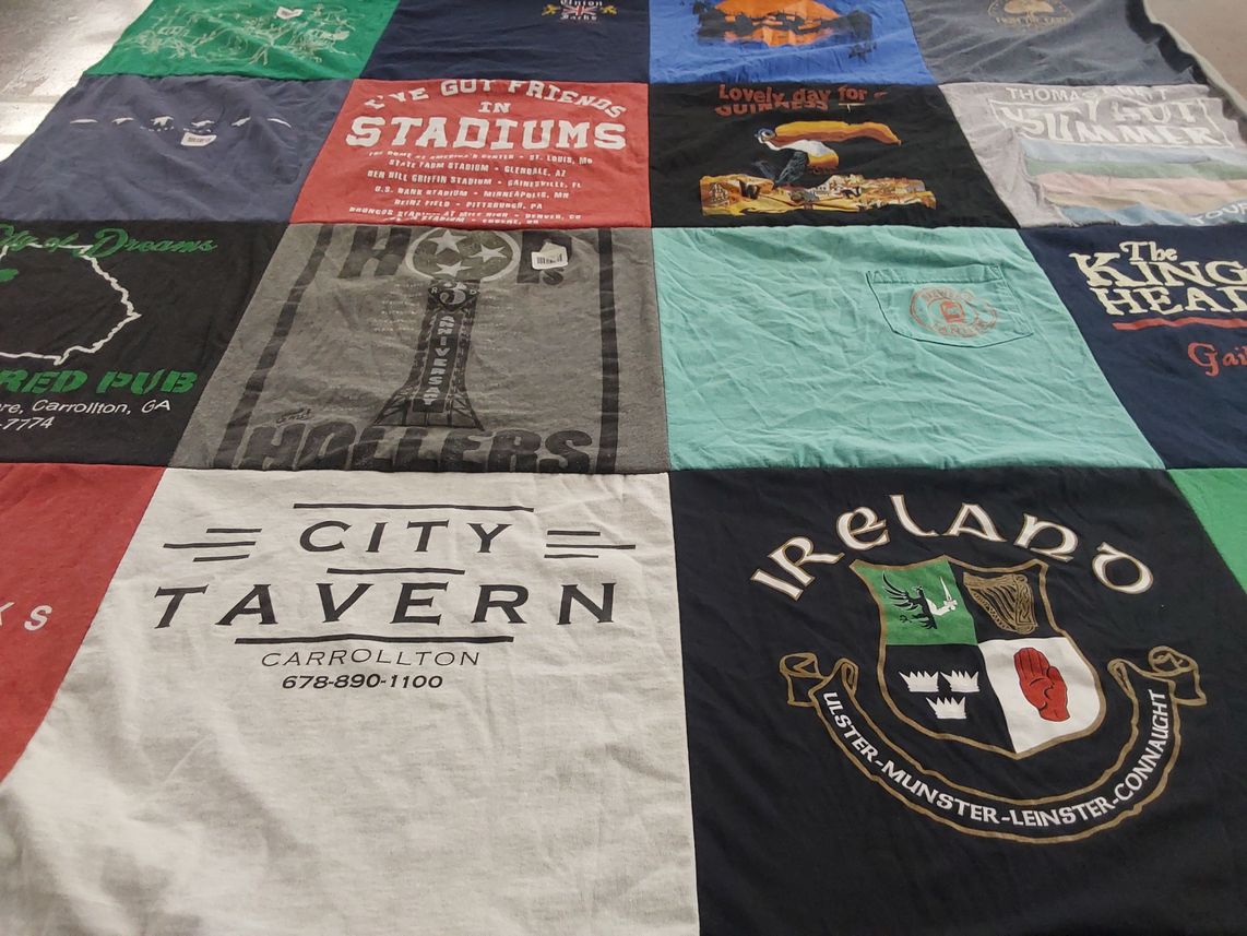 T-shirt quilt with travel, sports themes by Amanda from TN