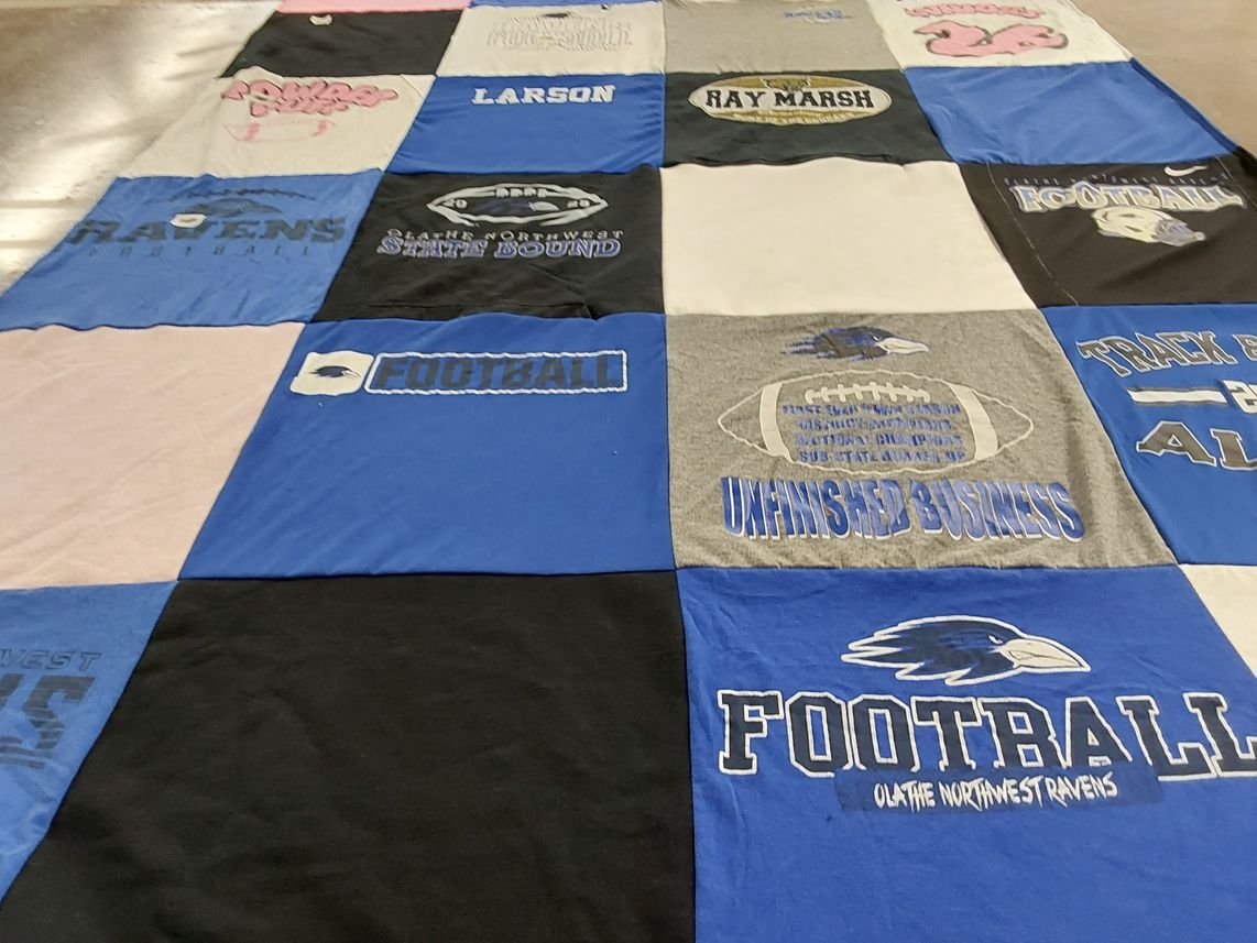 T-shirt quilt featuring olathe northwest ravens by Sun Dee from KS