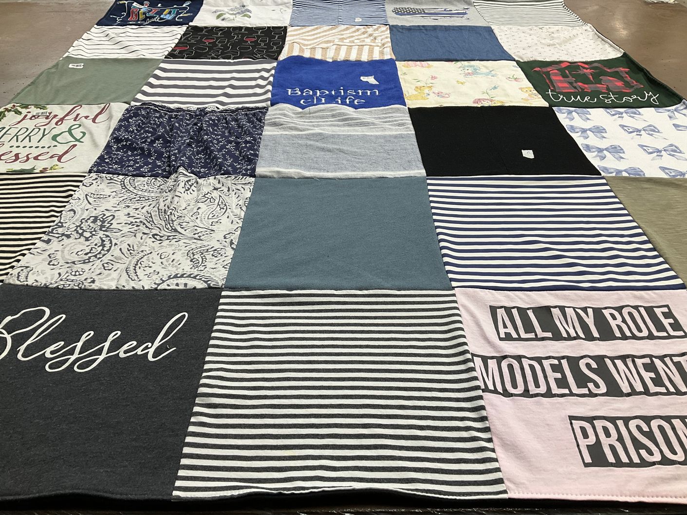 T-shirt quilt with religion, family themes by Aimee from TX