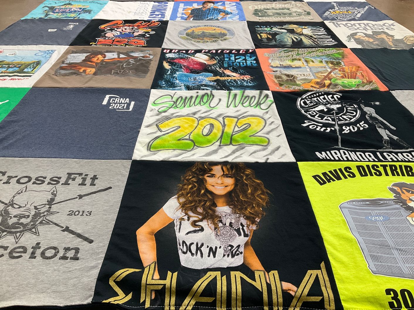 T-shirt quilt with music, fitness themes by TARYN from WV