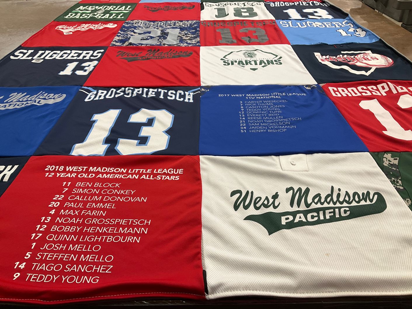 T-shirt quilt featuring west madison sluggers by Elizabeth from WI
