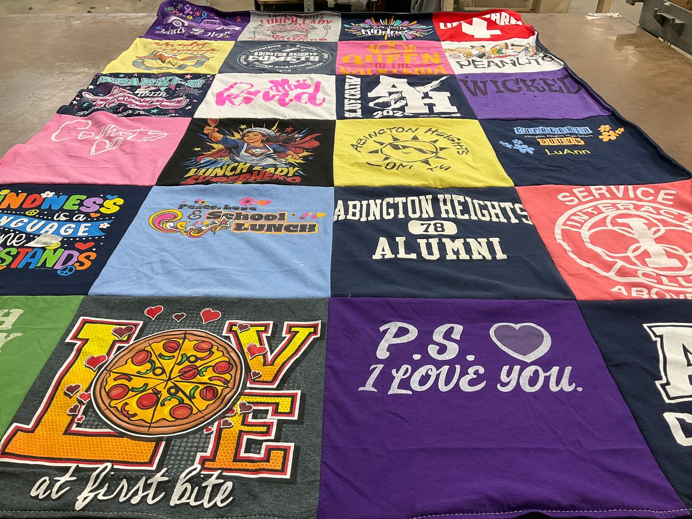 T-shirt quilt from abington heights high school by LuAnn from PA