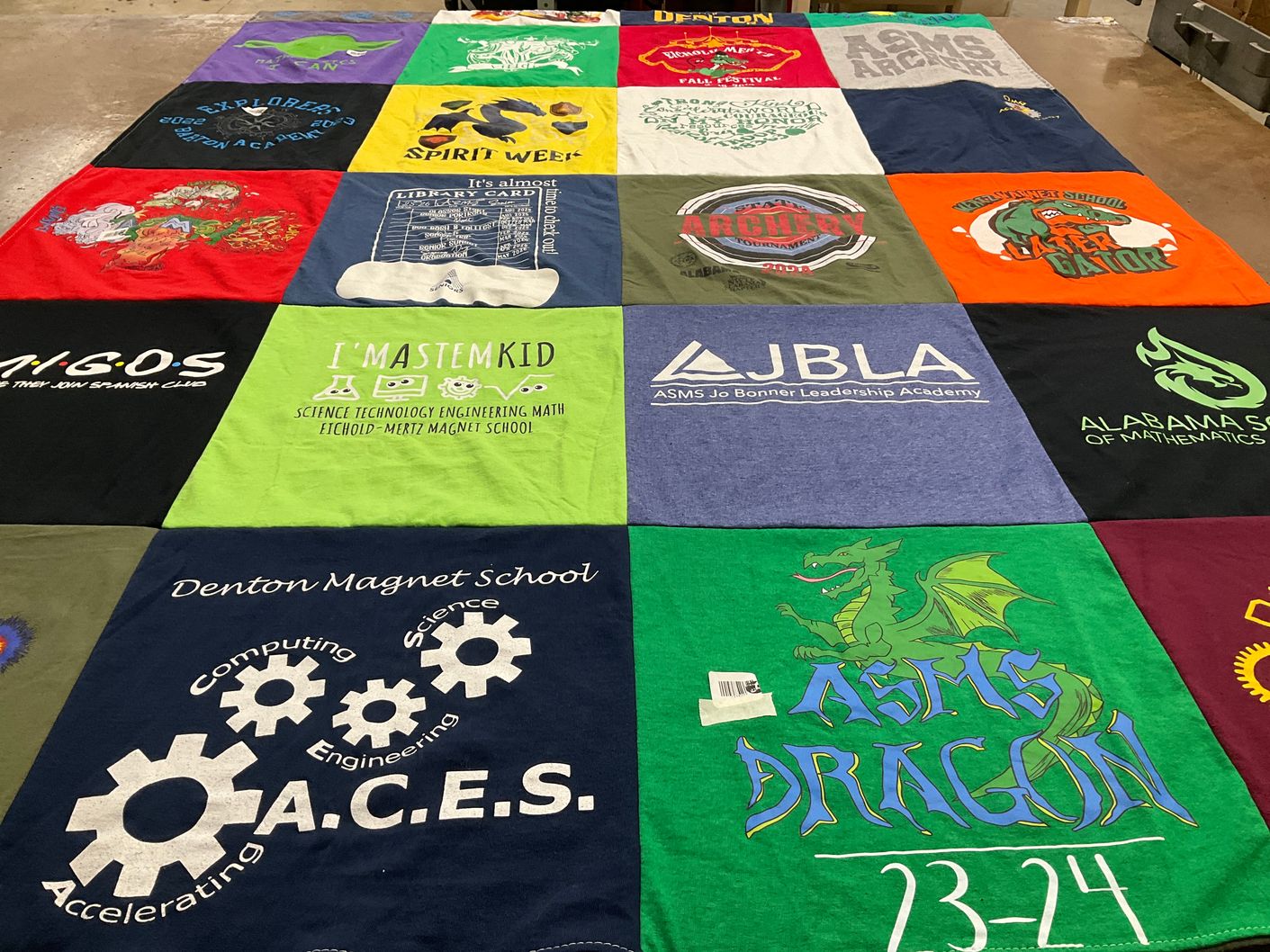 T-shirt quilt featuring asms dragon by Nisha from AL